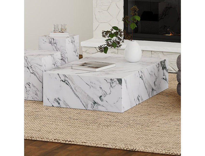 Atticus Bulgari White Rectangular Coffee Table
