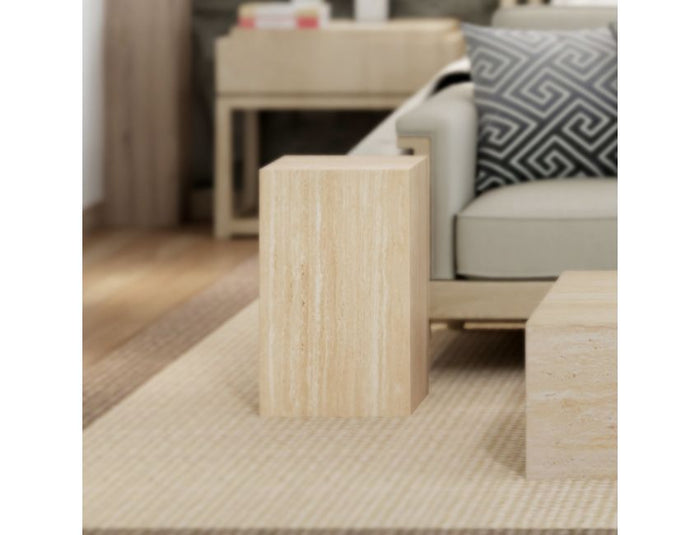 Artemis Travertine Tall Accent Table