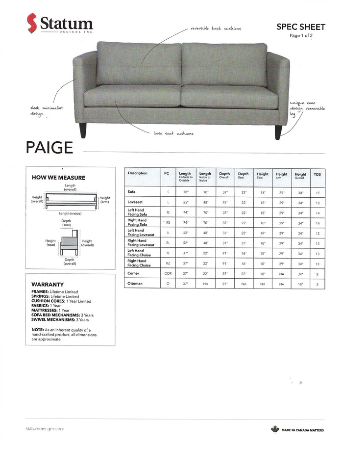 Paige Sofa/Sectional Collection